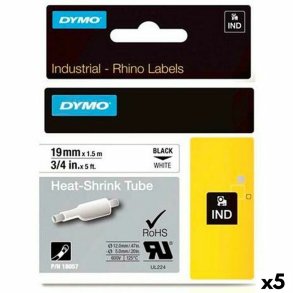 St med krympeslange Rhino Dymo ID1-19 19 x 1,5 mm Sort Hvid (5 enheder)
