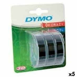 Lamineret tape til mrkningsmaskiner Dymo 84773 9 mm x 3 m Sort Hvid (5 enheder)