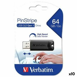 USB stick Verbatim Pinstripe Sort 64 GB (10 enheder)