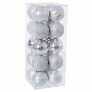 Julekugler S�lvfarvet Plastik 6 x 6 x 6 cm (20 enheder)