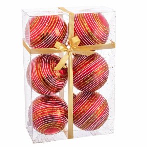 Julekugler R�d Plastik Spiral 8 x 8 x 8 cm (6 enheder)