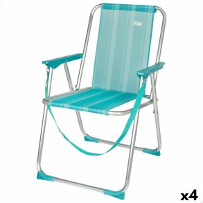 Polstrede Campingstol Aktive Mediterranean Turkisbl 44 x 76 x 45 cm (4 enheder)