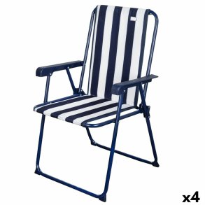 Polstrede Campingstol Aktive Stribet Hvid Marinebl 43 x 85 x 47 cm (4 enheder)
