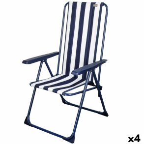 Polstrede Campingstol Aktive Stribet Hvid Marinebl 46 x 101 x 59 cm (4 enheder)