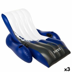 Oppustelig poolstol Intex Floating Recliner Bl� Hvid 180,3 x 66 x 134,6 cm (3 enheder)