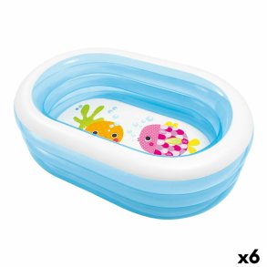 Oppustelig Pool til Brn Intex Oval Bl Hvid 230 L 163 x 46 x 107 cm (6 enheder)