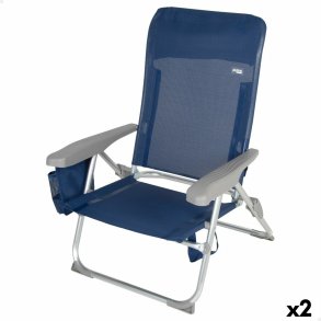 strandstol Aktive Slim Foldbar Marinebl 47 x 87 x 58 cm (2 enheder)