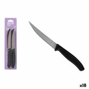 Kdkniv St Quttin Sort Slvfarvet Rustfrit stl 11 cm 4 Dele (18 enheder)