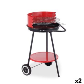 Kulgrill med hjul Algon Sort R�d 42 x 76,5 cm (2 enheder)