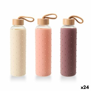 Vandflaske Bewinner Glas Silikone 600 ml (24 enheder)