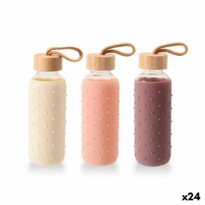 Vandflaske Bewinner Glas Silikone 400 ml 7 x 7 x 19,8 cm (24 enheder)