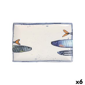 K�kkenspringvand La Mediterr�nea Peixe 2.0 Multifarvet Keramik Rektangul�r 30 x 20 x 2,5 cm (6 enheder)