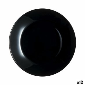 Flad Plade Luminarc Zelie Negro Sort Glas � 25 cm (12 enheder)