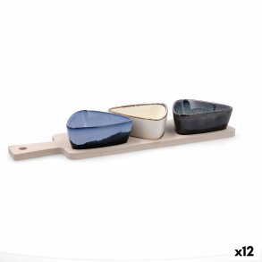 S�t til appetizere Bidasoa Moana Multifarvet Keramik 34 x 9,5 x 4,5 cm 4 Dele (12 enheder)