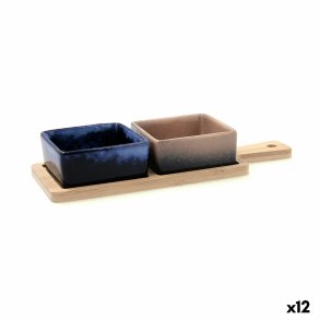 S�t til appetizere Bidasoa Moana Multifarvet Keramik 25 x 9,5 x 4,5 cm 3 Dele (12 enheder)