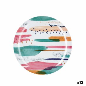 Flad Plade Quid Acuarela Hvid Bioplast � 25 cm (12 enheder)