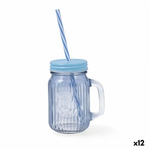 Beholder med L�g og Suger�r Quid Maison Bl� Glas 450 ml (12 enheder)