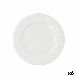 Flad Plade Bidasoa Serenity Hydrozero Hvid Keramik � 25 cm (6 enheder)