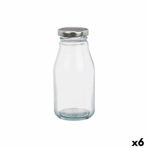 Glasflaske Vivalto Gennemsigtig S�lvfarvet PVC Metal Glas 250 ml (6 enheder)