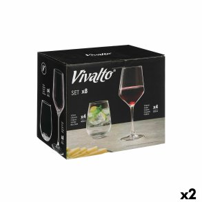 S�t med glas og b�ger Vivalto Gennemsigtig Glas 8 Dele (2 enheder)