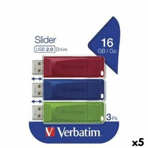 USB-stik Verbatim SLIDER Multifarvet 16 GB 3 Dele (5 enheder)