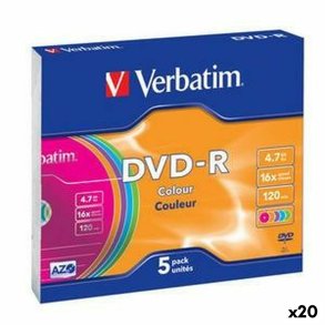 DVD-R Verbatim Colour 4,7 GB 16x 5 Dele (20 enheder)