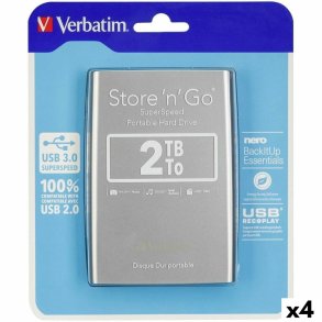 Ekstern harddisk Verbatim STORE 'N' GO Sort Slvfarvet HDD 2 TB (4 enheder)
