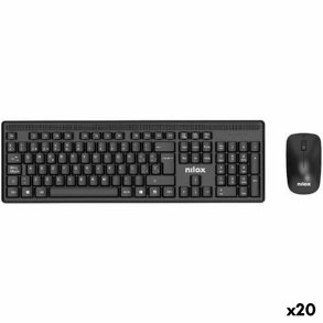 Tastatur og mus Nilox Sort Spansk qwerty (20 enheder)
