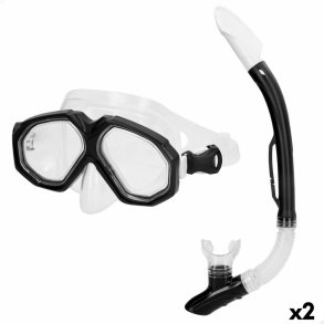 Snorkel beskyttelsesbriller og rr AquaSport Sort Voksne (2 enheder)