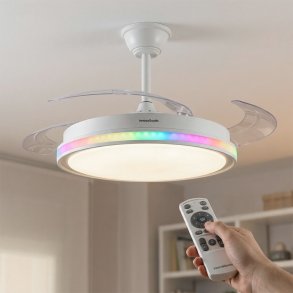 Loftventilator med RGB LED-lys, 4 sammenklappelige vinger og fjernbetjening InnovaGoods