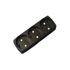 3-stikdse u/jord m/blindhul sort 250V 10A