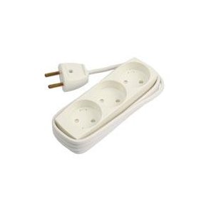 3-stikdse hvid pillesikring/1,5m  2x1mm2 250V 10A