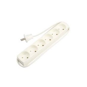 6-stikdse m/1,5m ledning hvid