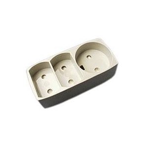 3-Stikdse 2+1 u/jord m/blindhul gr 250V 10A