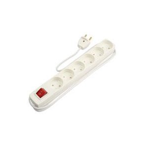 6-stikdse m/1,5m, afbryder hvid 250V 10A