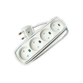 4-stikdse hvid 2,5m 2x0,75mm2 250V 10A