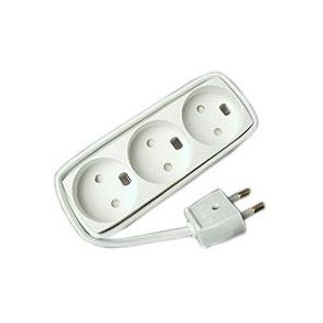 3-stikdse m/2,5m ledning hvid