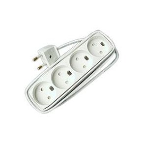 4-stikdse hvid m/1,5m, m/blindhul 250V 13A