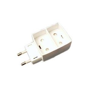 Dobbeltstik hvid 2 flade udtag 250V 10A