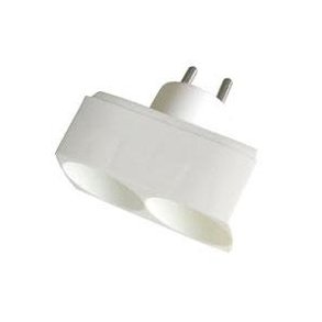 Dobbeltstik 2 runde udtag hvid 250V 10A