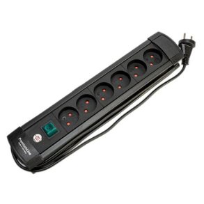 Premium-Line 6-stikdse m/jord m/3m ledning sort