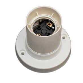 Vg/loftfatning til E27 lige - hvid plast IP40