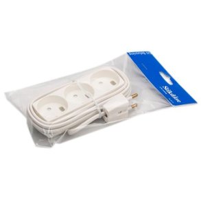 3-stikdse m/2,5m ledning hvid GN-pak