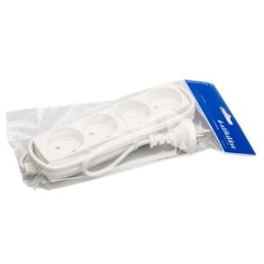 4-stikdse m/1,5m led m/pillesikring hvid GN-pak