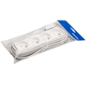 4-stikdse m/5m ledning hvid GN-pak