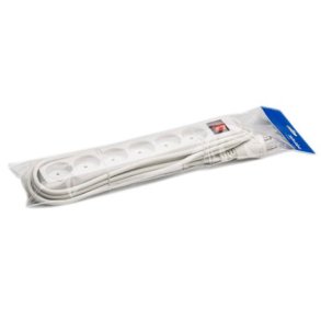 6-stikdse m/3m ledning m/j hvid GN-pak