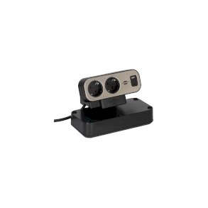 Estilo Duplex str�mskinne med oversp�ndingsbeskyttelse, 1x USB C, 1x USB A, 9x stik, s�lv/sort