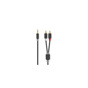 Stereo Audio kabel | 3.5 mm Hanstik | 2x RCA Hanstik | Guldplateret | 1.00 m | Runde | Antracit | Box