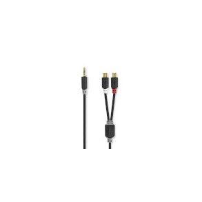 Stereo Audio kabel | 3.5 mm Hanstik | 2x RCA Hun | Guldplateret | 0.20 m | Runde | Antracit | Box