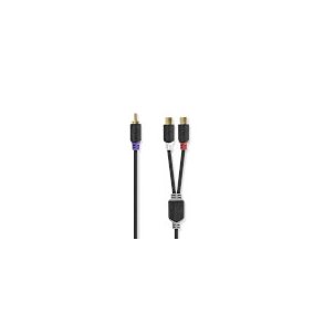 Subwoofer kabel | RCA Hanstik | 2x RCA Hun | Guldplateret | 0.20 m | Runde | 4.0 mm | Antracit | Box